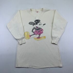 Vintage 70s 80s Healthknit Mickey Mouse Henley  Shirt Size L Made In USA Disney